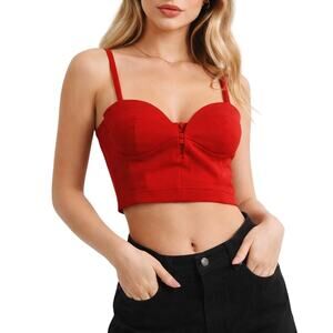 Zara Red Bustier Bralette Top Padded Crop Going Out Party Night Size M